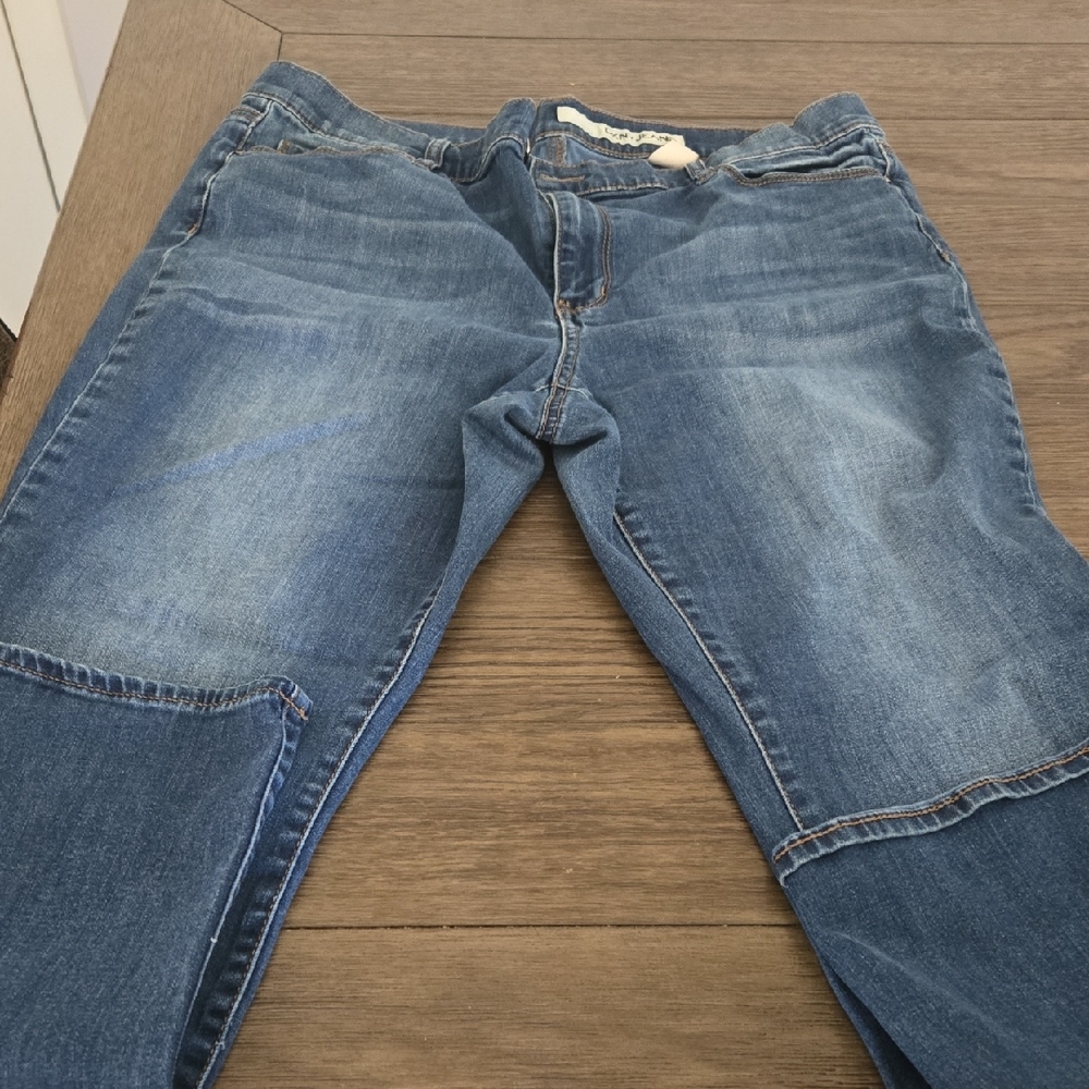 DKNY Women's Blue Straight Leg Patchwork Jeans